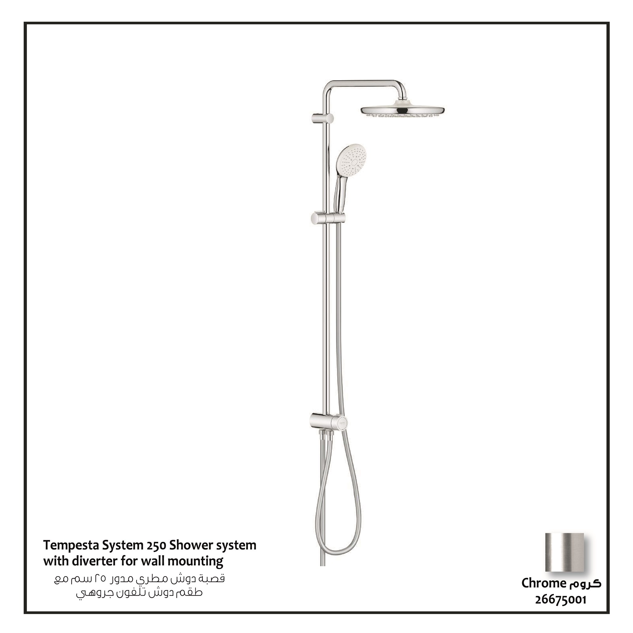 Picture of Grohe Tempesta System 250 Shower system with diverter for wall mounting