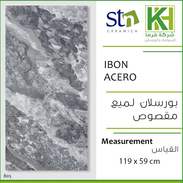 Picture of Spanish Polished Porcelain tile 59x119cm Ibon Acero