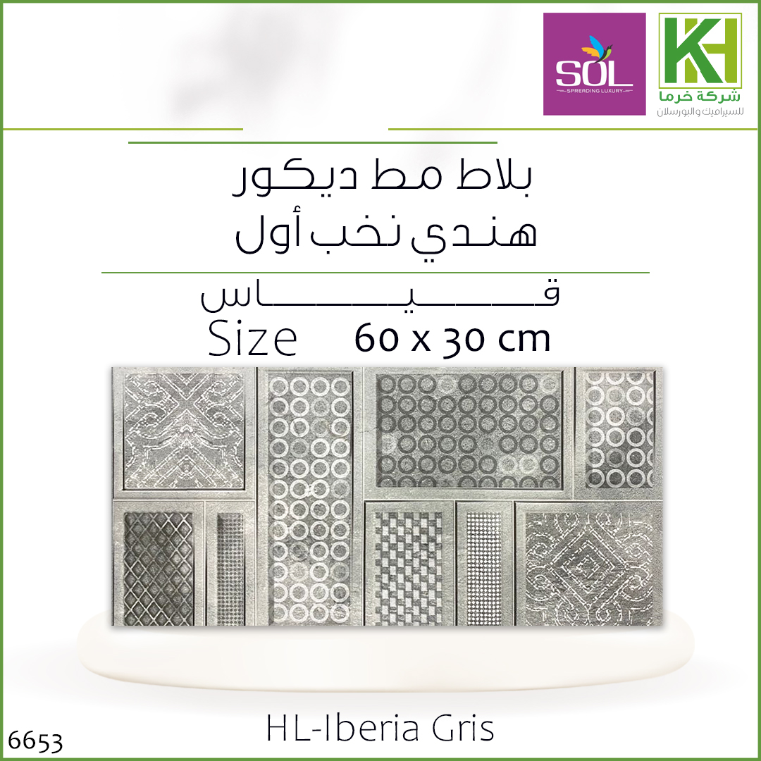 Picture of Indian Decor matte wall tiles 60x30cm Iberia Gris - HL