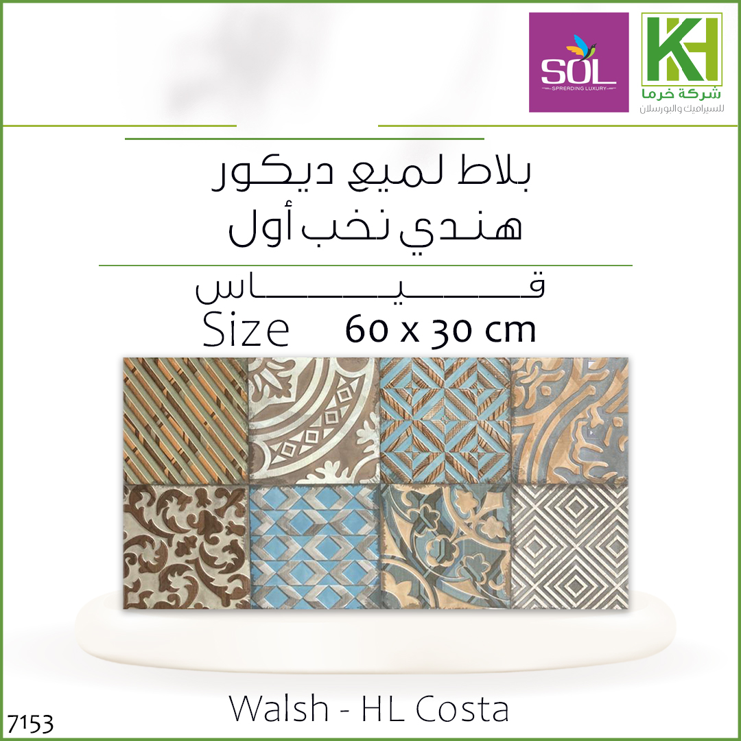 Picture of Indian Décor glossy wall tiles 60x30cm Walsh - HL Costa