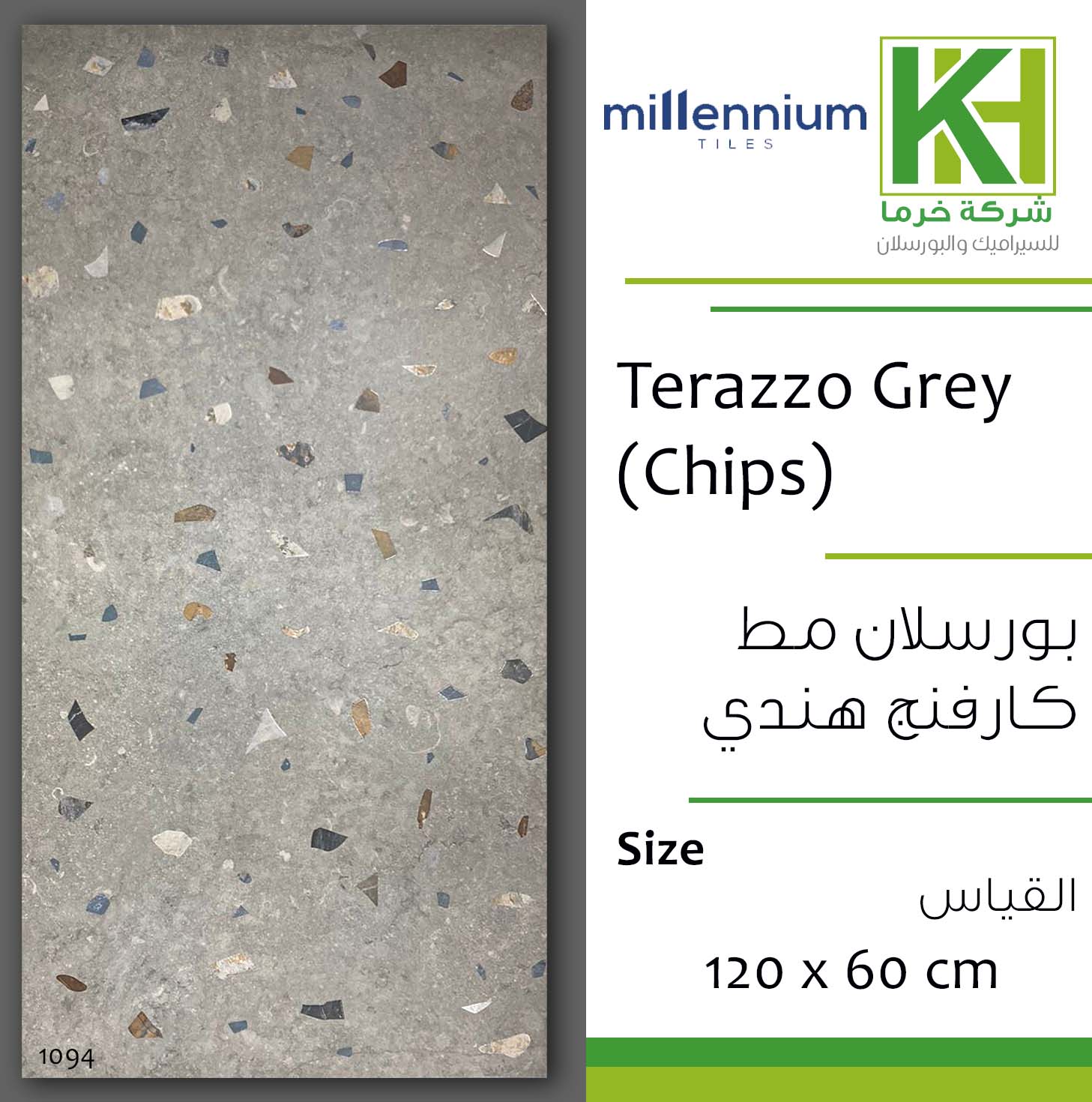 Picture of Indian matt carving porcelain tile 60x120 cm Terazzo Grey (Chips)