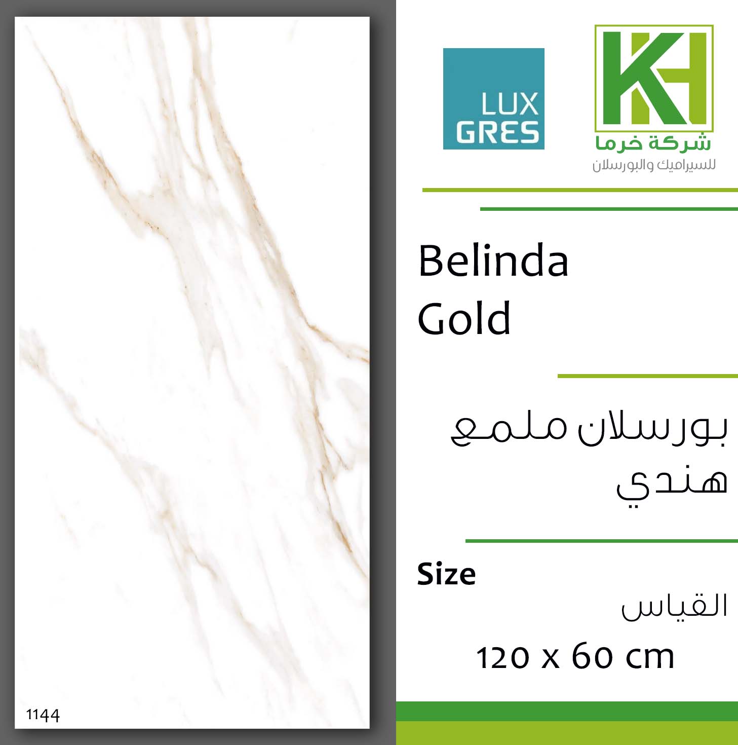 Picture of Indian porcelain glossy tile 60x120cm Belinda Gold