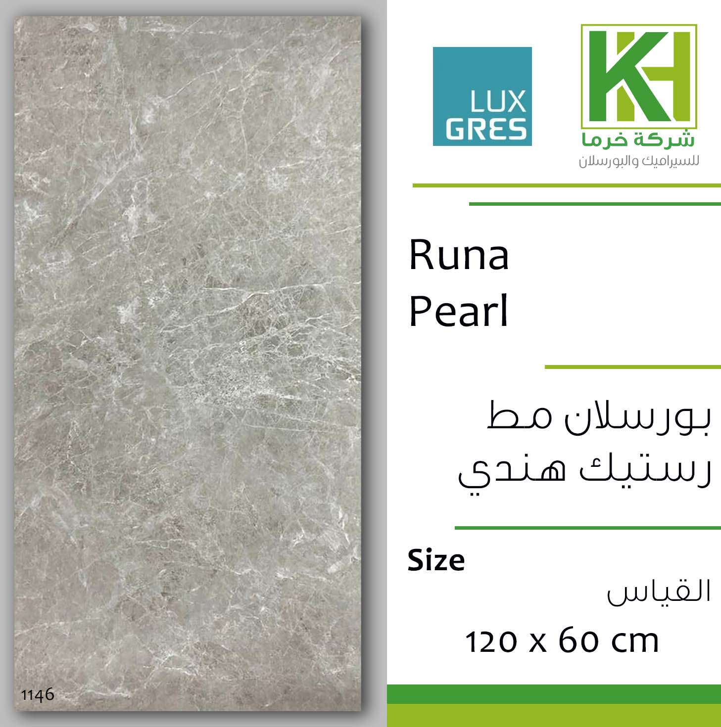 Picture of Indian porcelain matt Rustic tile 60x120cm Runa Pearl